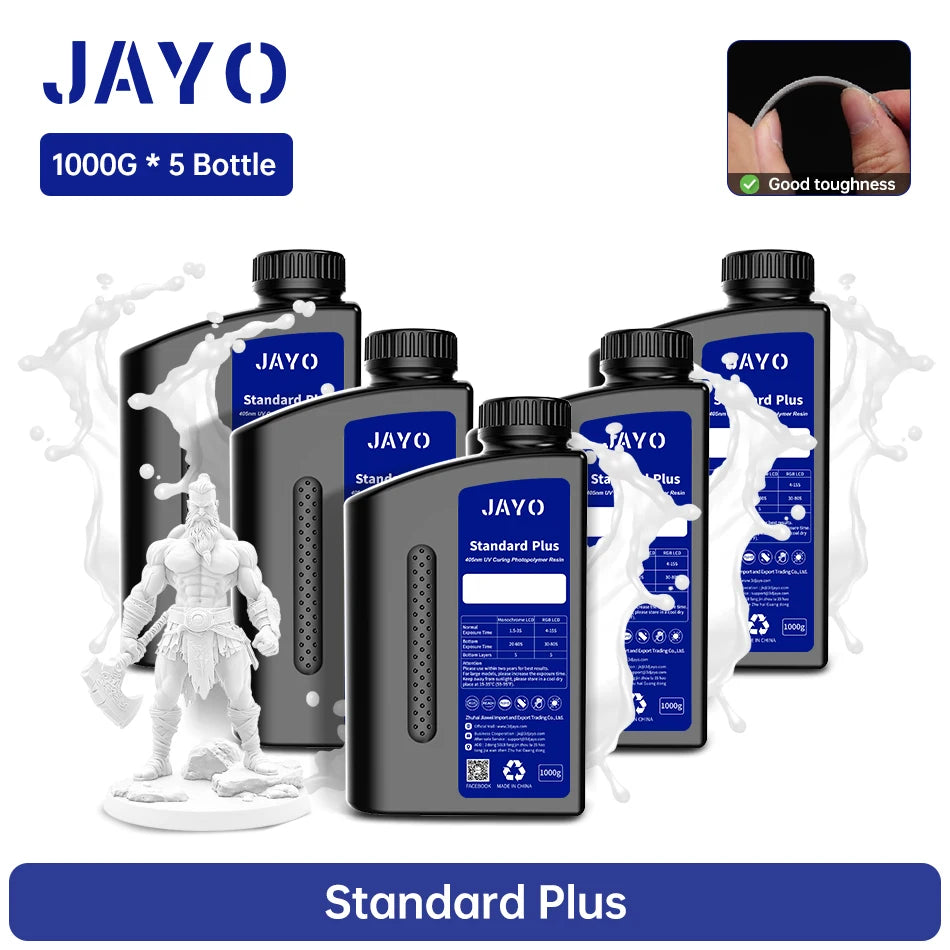 JAYO 3D Printer Resin Standard PLUS/14K Standard /Standard 395-405nm UV Curing Photopolymer Rapid Resin for LCD/DLP 3D Printer