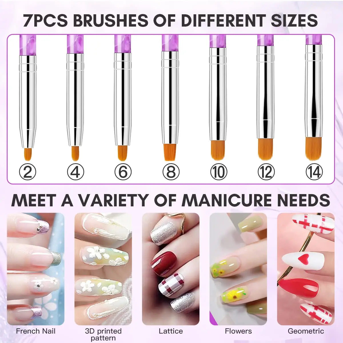 7Pcs Multifunctional Nail Art Brush Set