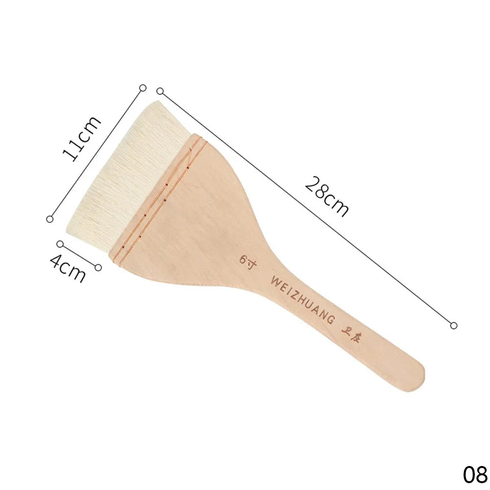 Wooden Handle Goat Hair Paint Brushes Smooth Sanding for Wall 10 Sizes Watercolor, Acrylic, Oil Painting Art Supplies