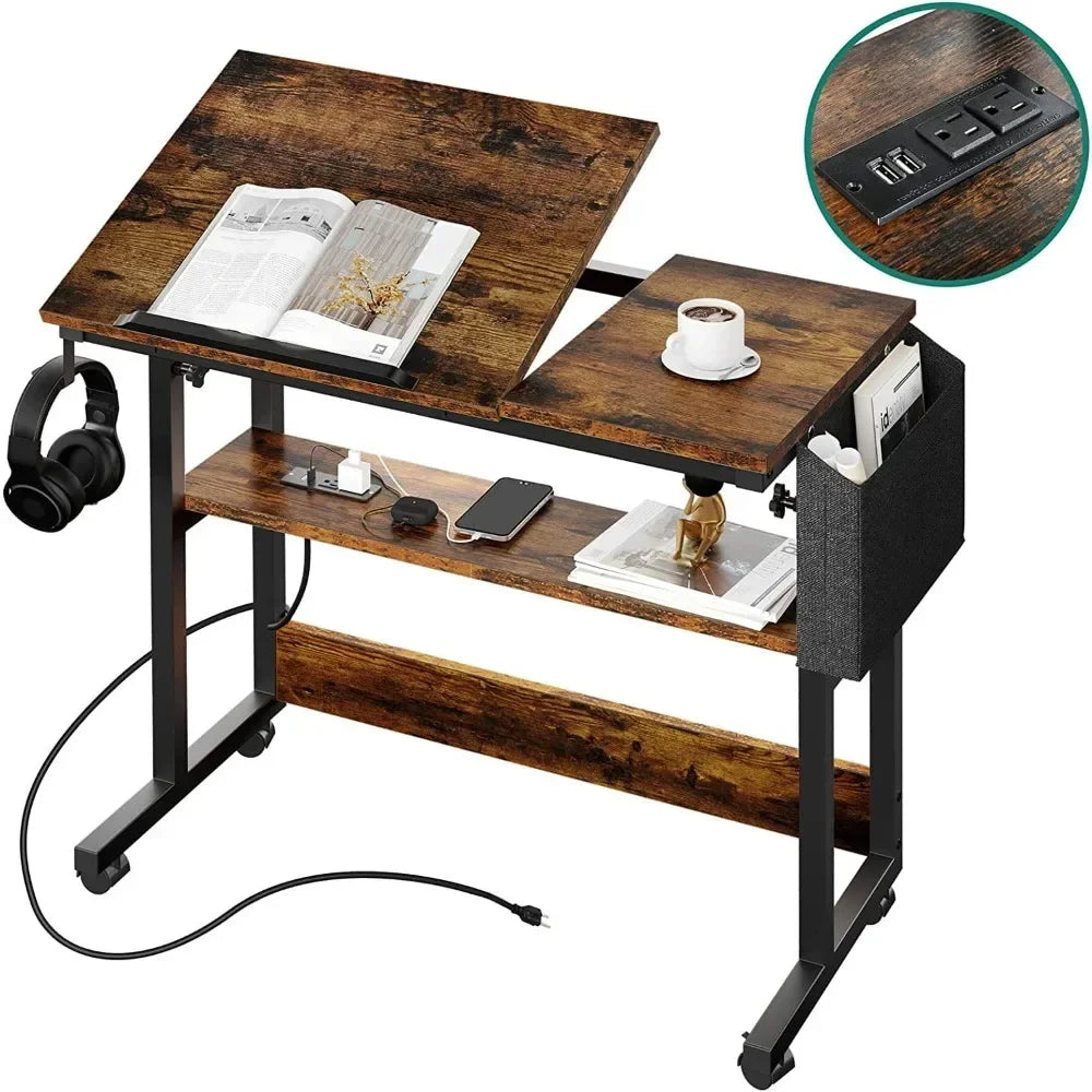 Room Desks Portable Laptop Table With Charging Station Computer Desk Furniture Office