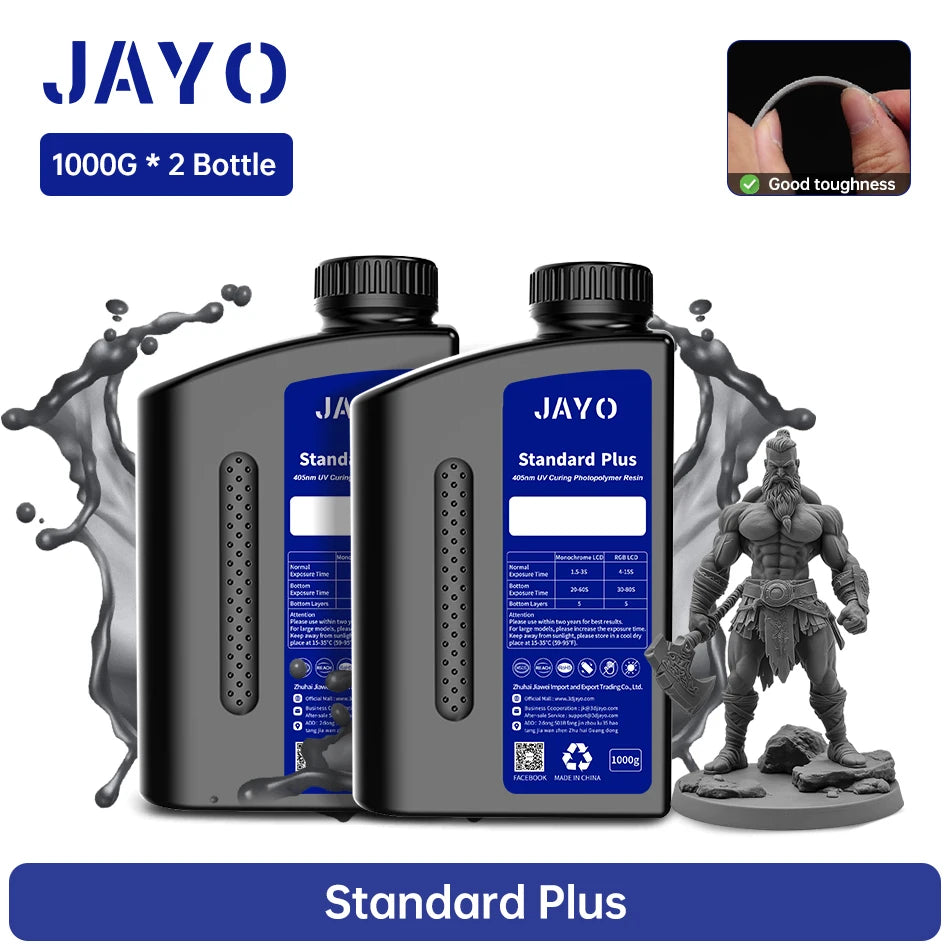 JAYO Standard/Toughness/Plant-based/Like-ABS Resin 2KG 3D Photopolymer UV Curing Resin High Precision 3D Printing Material