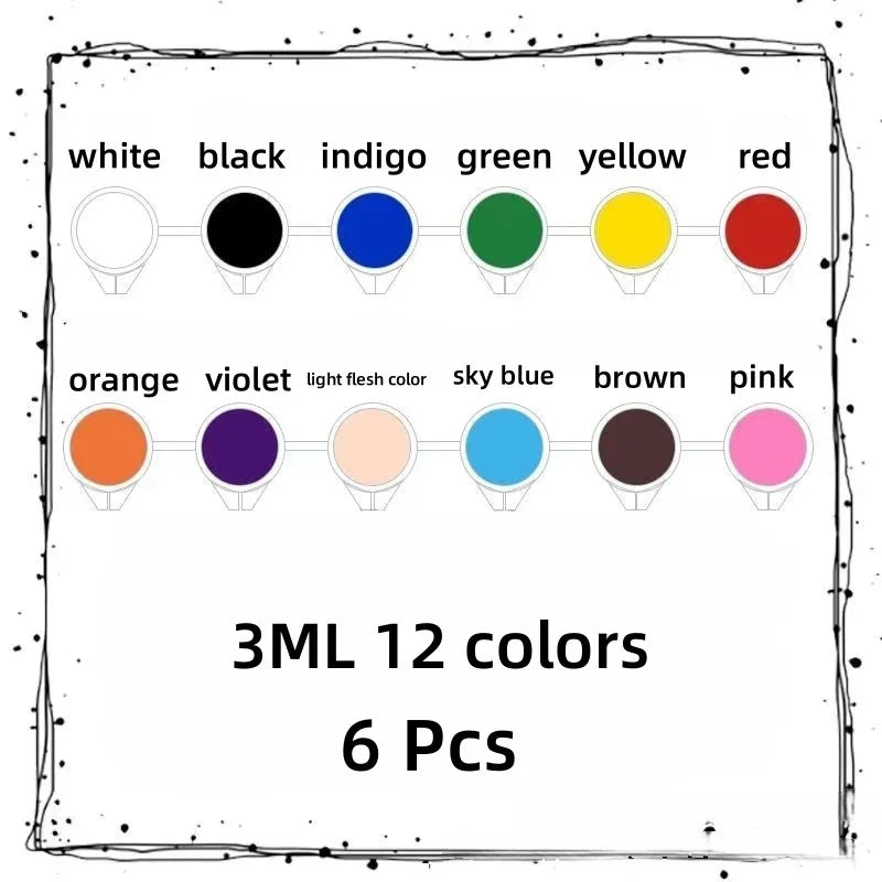 3mL, Acrylic Pigment for Student Art, Graffiti Painting, DIY Pigment, Hand Painted Walls, 12 Colors