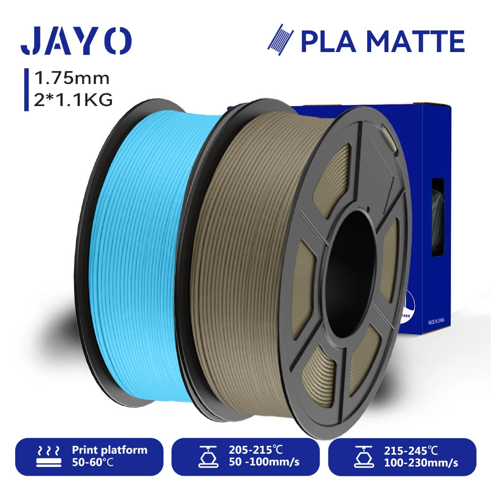 JAYO 2Rolls 3D PLA Matte /Dual Color Matte PLA Printer Filament 1.75mm Neatly Wound & Matte Finish Print with 99% FDM 3D Printer
