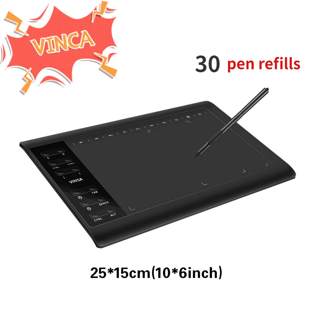 VINSA 1060PLUS  HD Graphic Tablet Monitor With 12 Shortcut Key & 8192 Level Stylus, Digital Pen Tablet with Screen for Painting