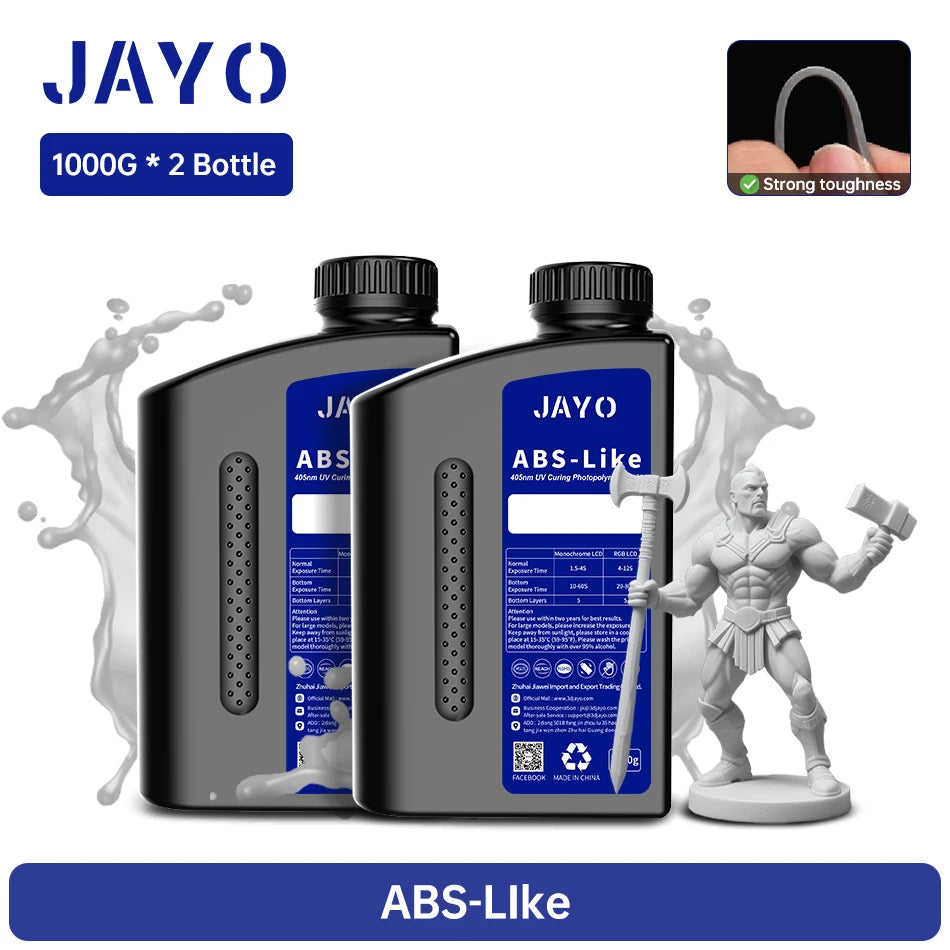 JAYO Standard/Toughness/Plant-based/Like-ABS Resin 2KG 3D Photopolymer UV Curing Resin High Precision 3D Printing Material
