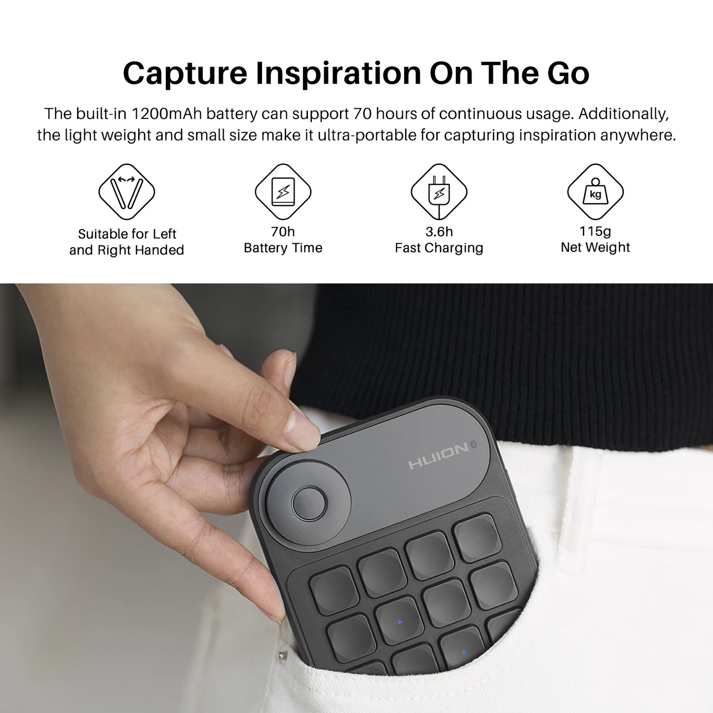 Huion K20 Keydial mini Keyboard for Drawing Tablet, PC and Phone,18 Keys Keyboard + Dial Controller,Upgraded version