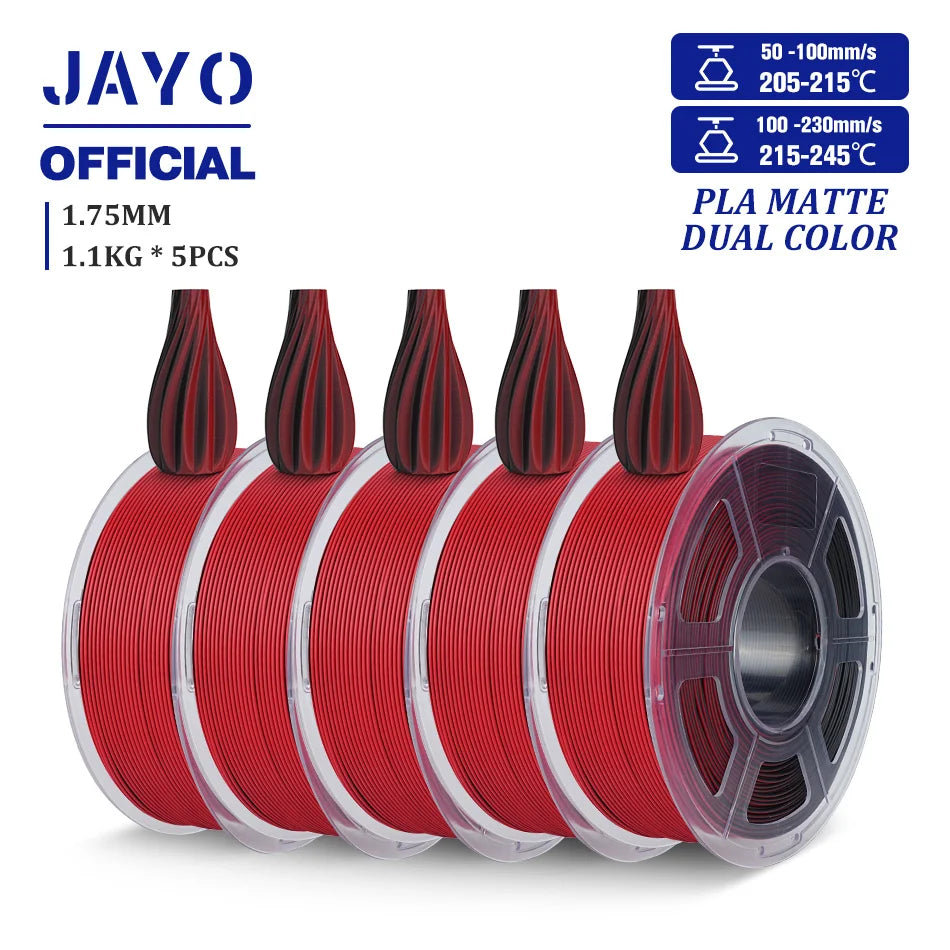 JAYO PLA Matte Dual Color 3D Filament 1.75mm PLA Matte 3D Printer Filament Rolls/Set PLA Filament Smooth Matte