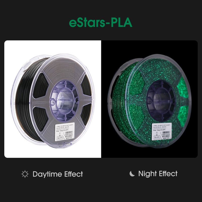 eSUN PLA Luminous-Rainbow PLA Filament 1.75mm Glow in the Dark eStars PLA 1KG Spool Luminous 3D Printing Filament For 3D Printer