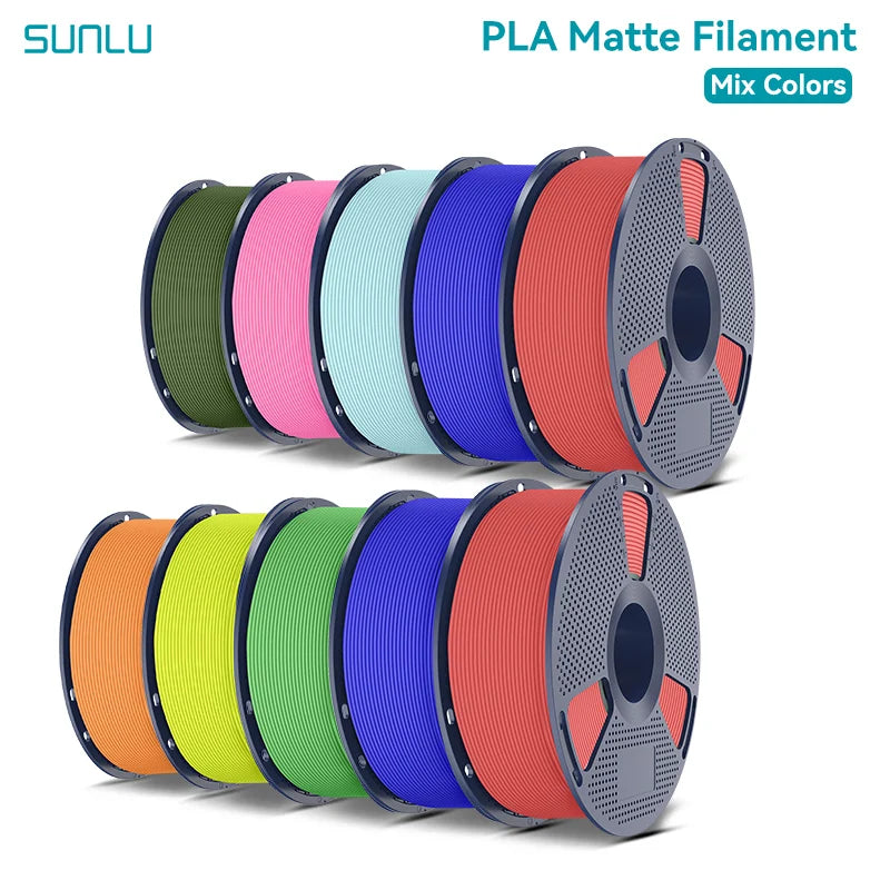 SUNLU PLA Matte 3D Filament 1.75mm Frosted Texture Neatly Wound Multicolor Matte Pla Filament For Most FDM 3D Printer 10KG