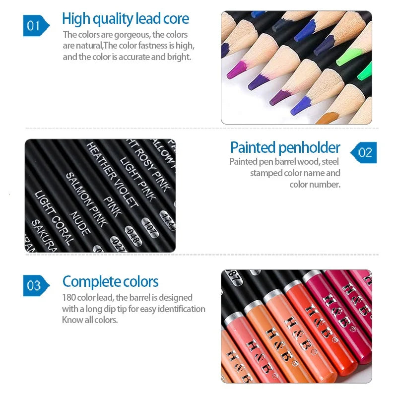 H&B 180/120/72 Oil Colores Pencil Set Lapics Art School Supplies Colors Based Paintbrush Professional Coloring