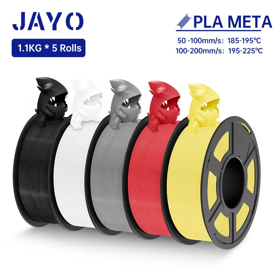 JAYO PLA Meta Filament 5 Rolls 1.75MM PLA 3D Printer Filament Neatly Wound Toughness 1.1KG 3D Printing Materials For FDM