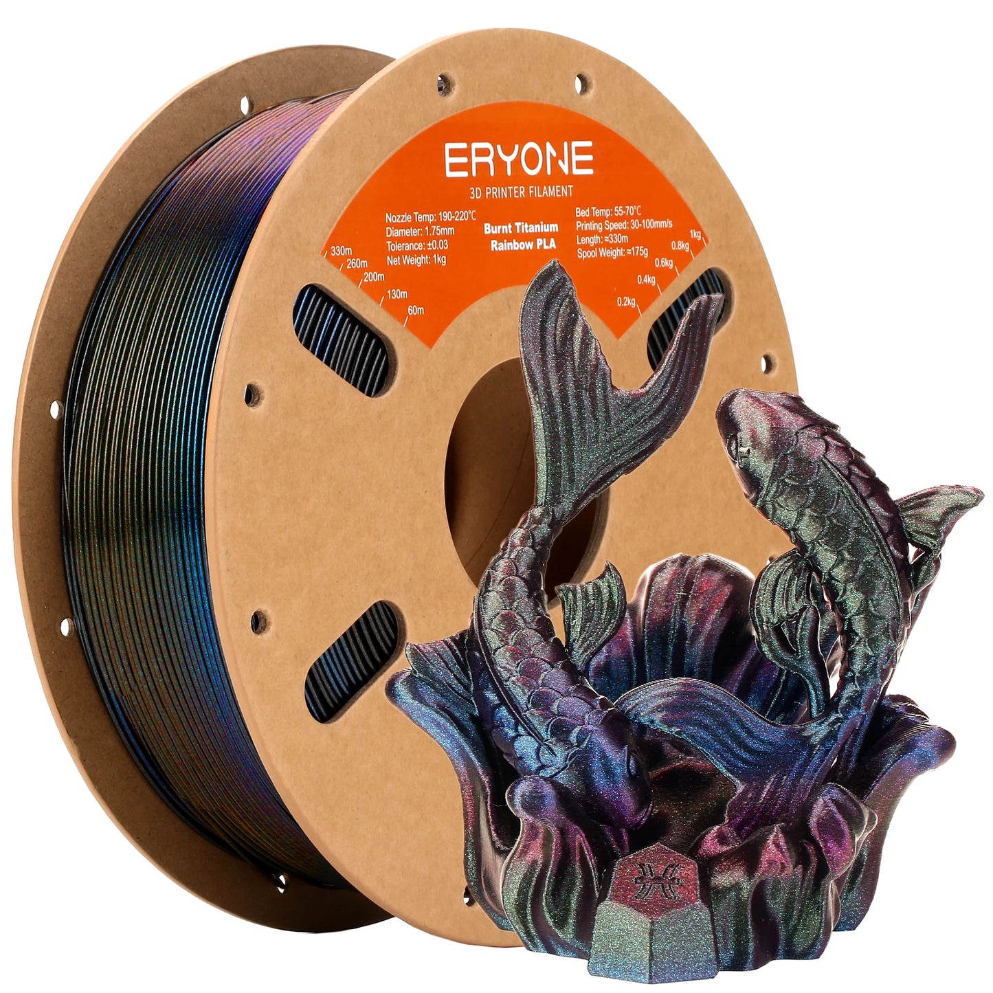 ERYONE 1/5KG Burnt Color Rainbow PLA Filament 3D Print 1.75mm +/-0.03mm, Multicolor Available,1kg/spool