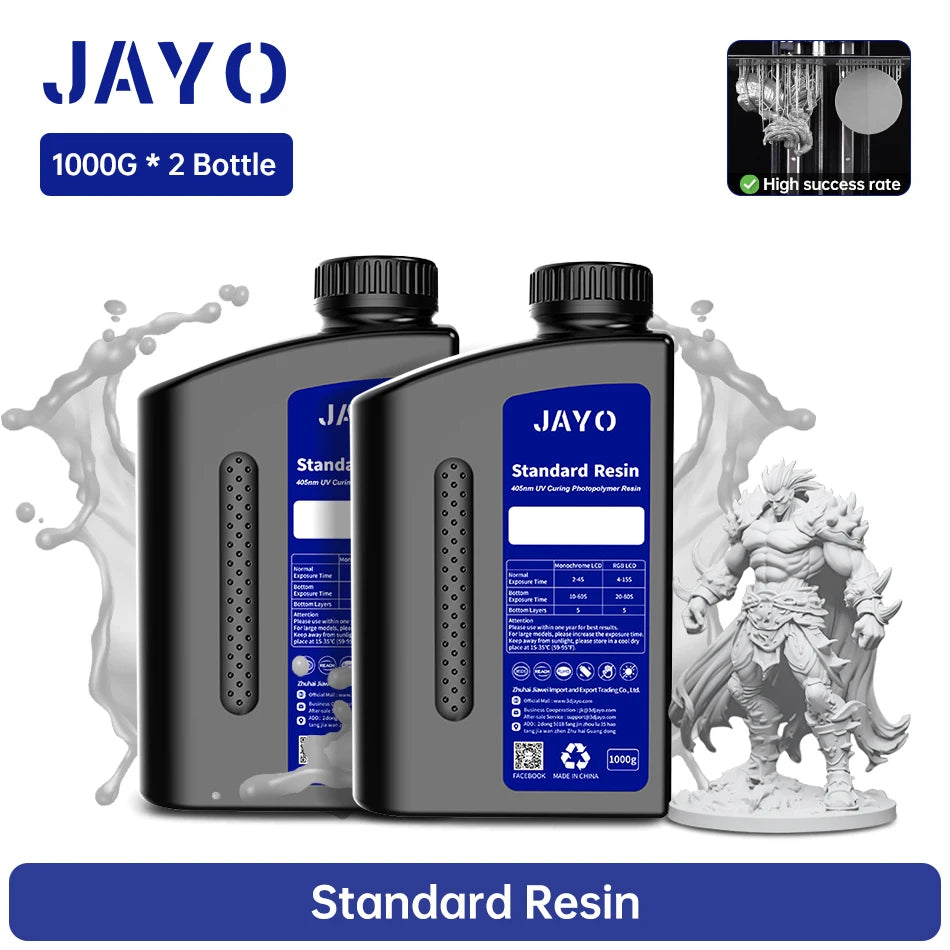 JAYO Standard/Toughness/Plant-based/Like-ABS Resin 2KG 3D Photopolymer UV Curing Resin High Precision 3D Printing Material