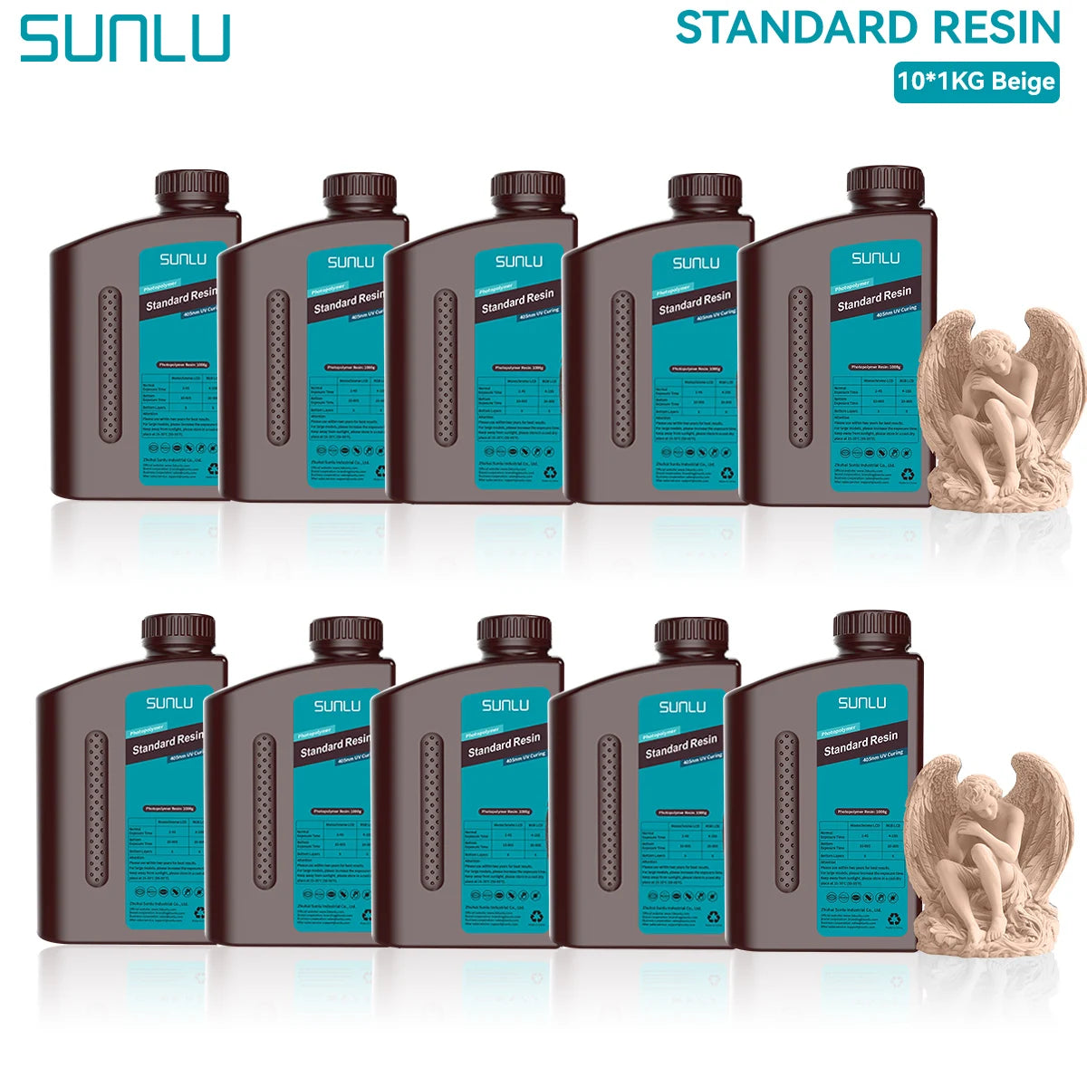 SUNLU Standard 3D Printer Resin 10KG 405nm Low Odor High Precision Photopolymer UV Resin For Most LCD 3D Printing Material