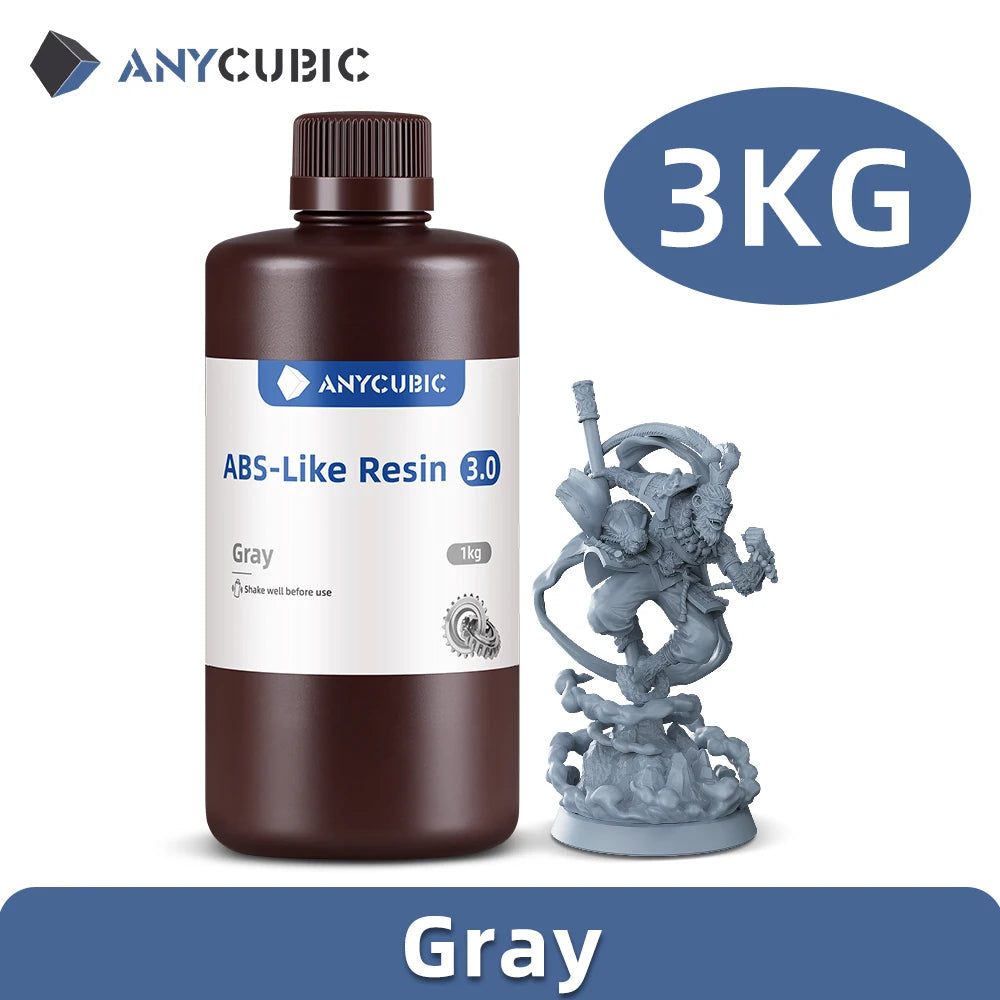 ANYCUBIC ABS-Like Resin 3.0 For LCD 3D Printer Highly Resilient Higher Accuracy with Lower Shrinkage Rate Minimal Odor Mono 4