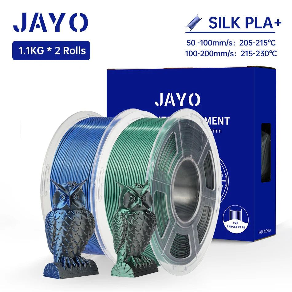 JAYO Silk PLA+ Rainbow 3D Filament 1.75mm SILK PLA plus Dual & Triple Color 3D Printer Filament Neatly Wound 1.1kg 2Rolls/set