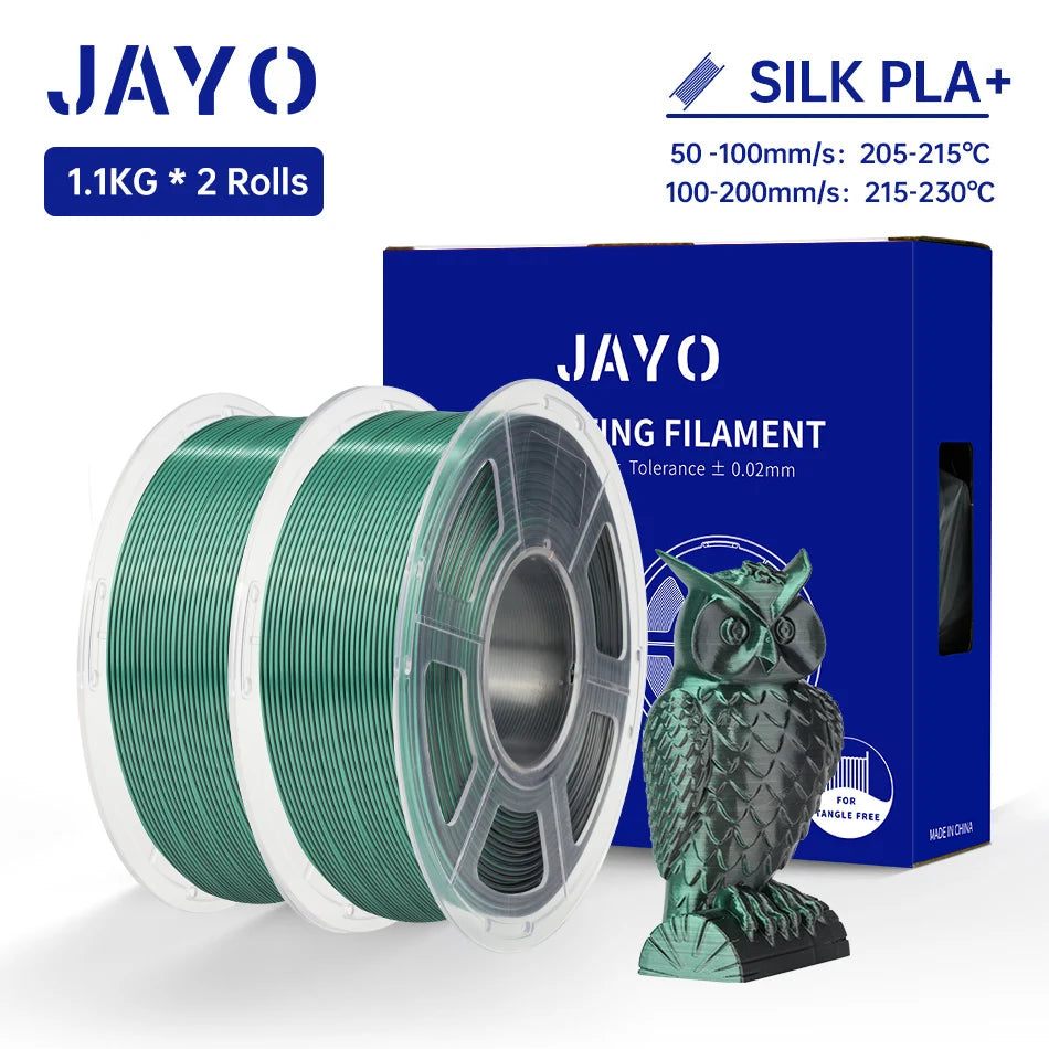 JAYO Silk PLA+ Rainbow 3D Filament 1.75mm SILK PLA plus Dual & Triple Color 3D Printer Filament Neatly Wound 1.1kg 2Rolls/set