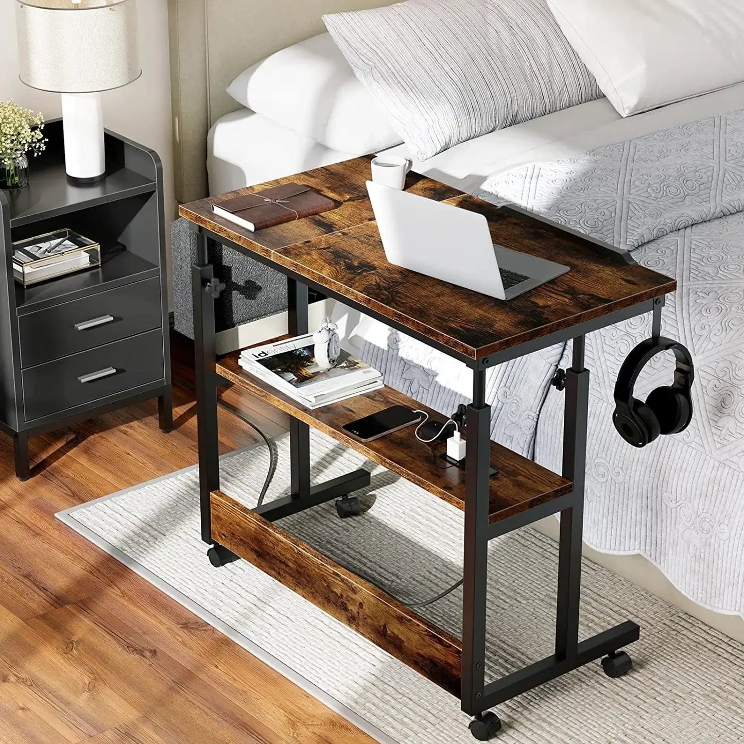 Room Desks Portable Laptop Table With Charging Station Computer Desk Furniture Office