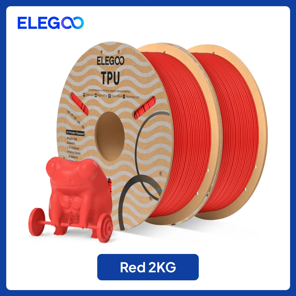 ELEGOO TPU 3D Printer Filament 1.75mm 1kg,95A Shore Hardness Flexible TPU Filament with High Resilience and Elasticity