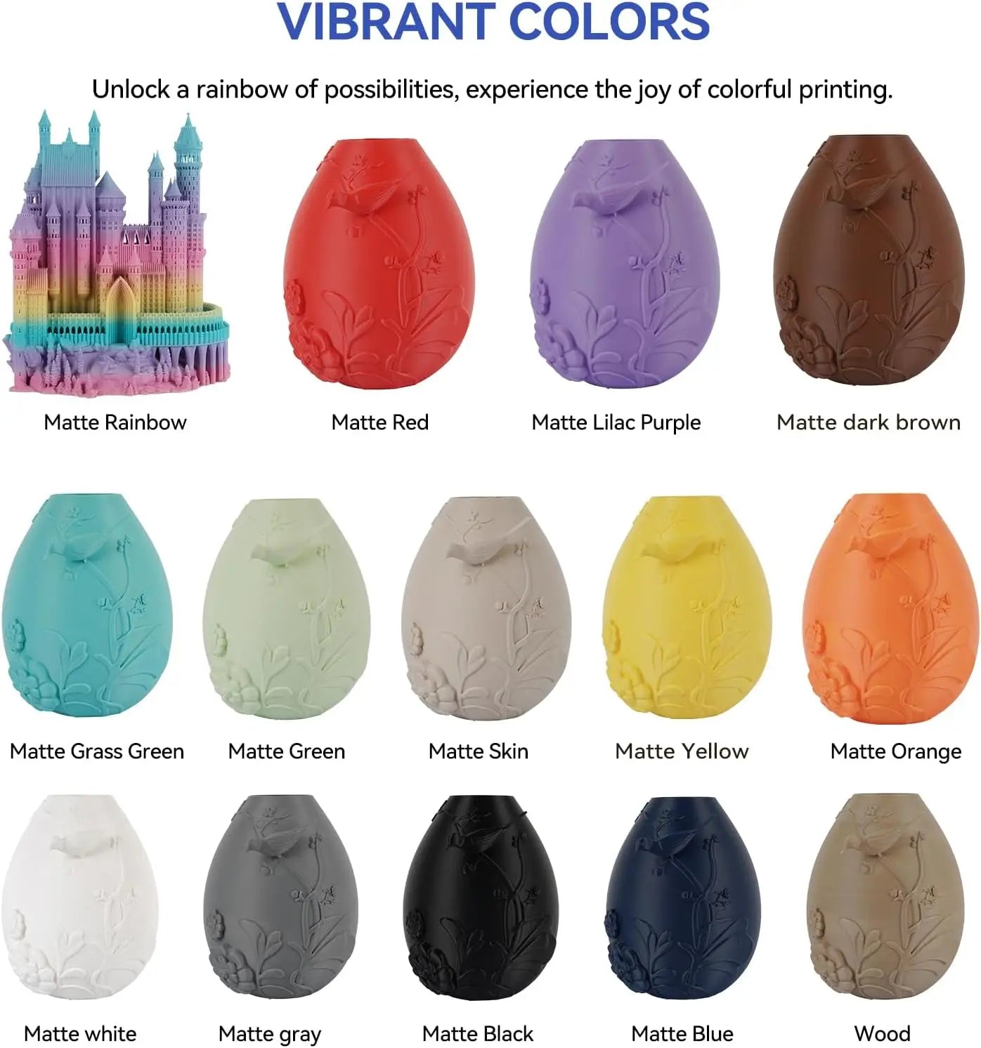 Matte PLA 3D Printer Filament 1.75mm, 10kg Grey, High Accuracy +/-0.02mm for Smooth Matte Finishes