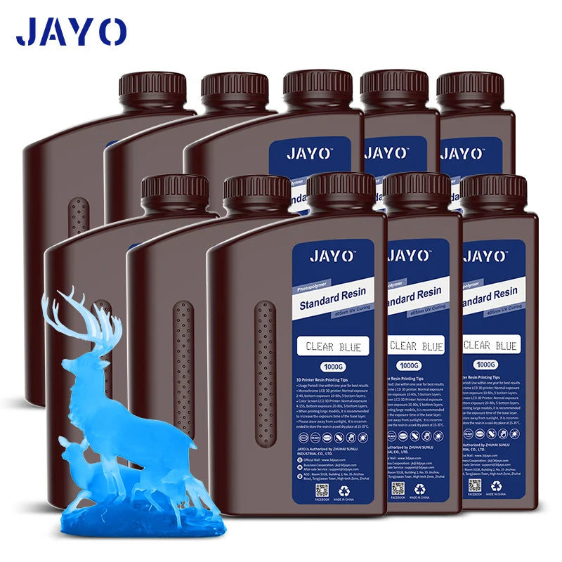 JAYO 3D Resin Water Washab/ABS-Like/Plant Based/Standard 10KG UV Photopolymer Resin Liquid 405nm For LCD 3D Printer Materials