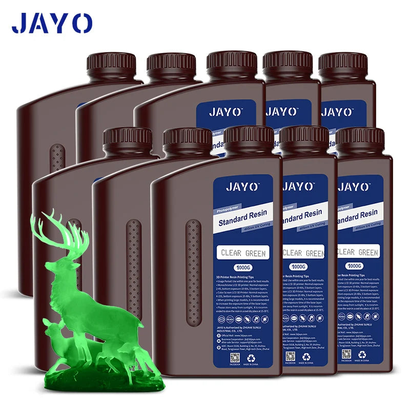 JAYO 3D Resin Water Washab/ABS-Like/Plant Based/Standard 10KG UV Photopolymer Resin Liquid 405nm For LCD 3D Printer Materials
