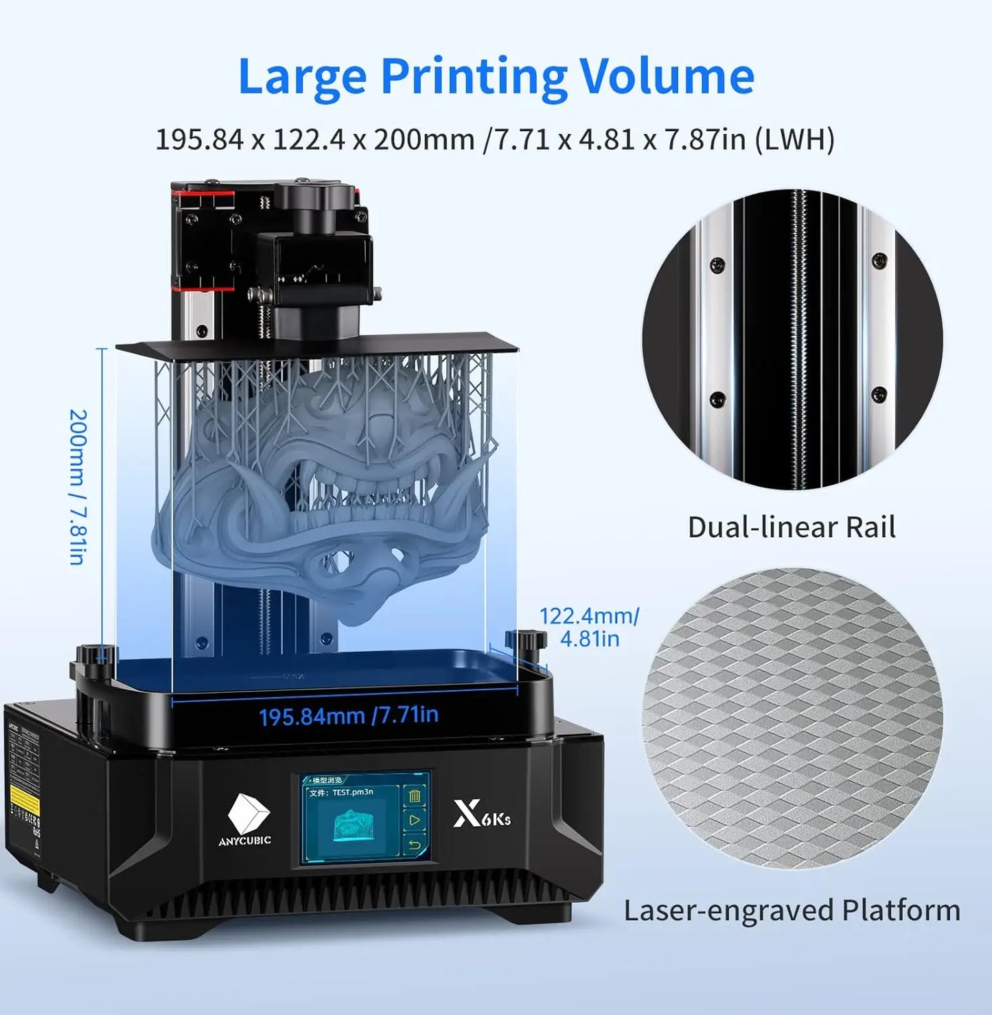 ANYCUBIC Photon Mono X 6Ks, Resin 3D Printer with 9.1'' 6K Mono Screen, LCD SLA Resin Printer with Upgraded LighTurbo Matrix, La