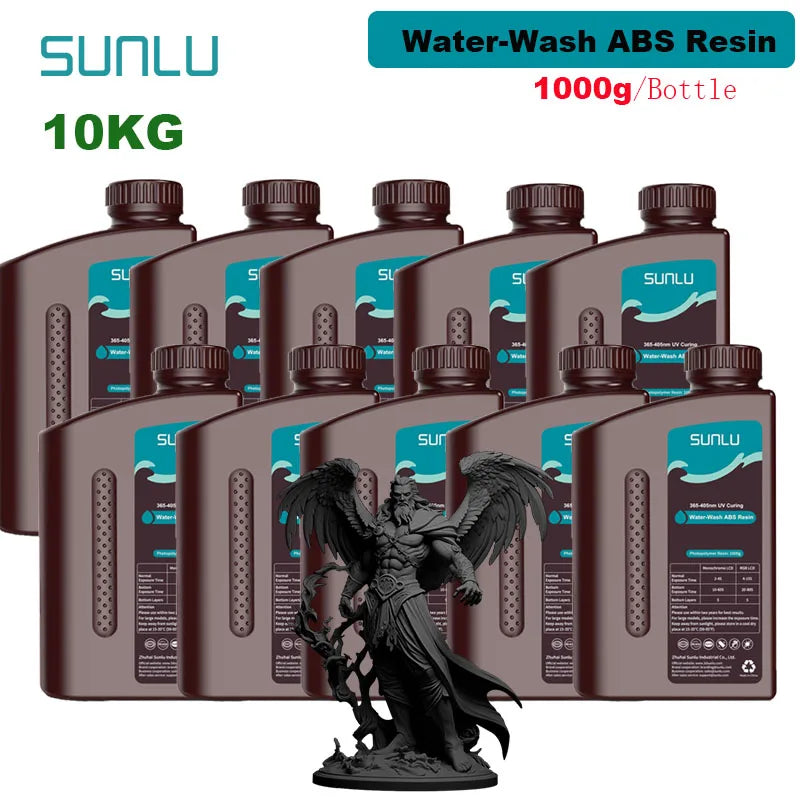 SUNLU 10KG Water Washable / Water Washable ABS Resin 1000G/Bottle 405nm Rapid UV-Curing Photopolymer Resin For LCD 3D Print
