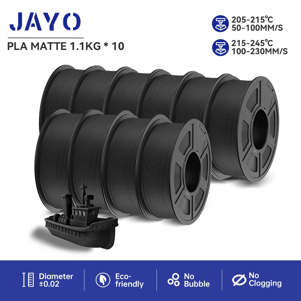 JAYO 3D Printer part PETG/PLA Meta/PLA/SILK/PLA PLUS/TPU Filament 1.75mm for 10Rolls FDM 100% No Bubbel craft part DIY Materials