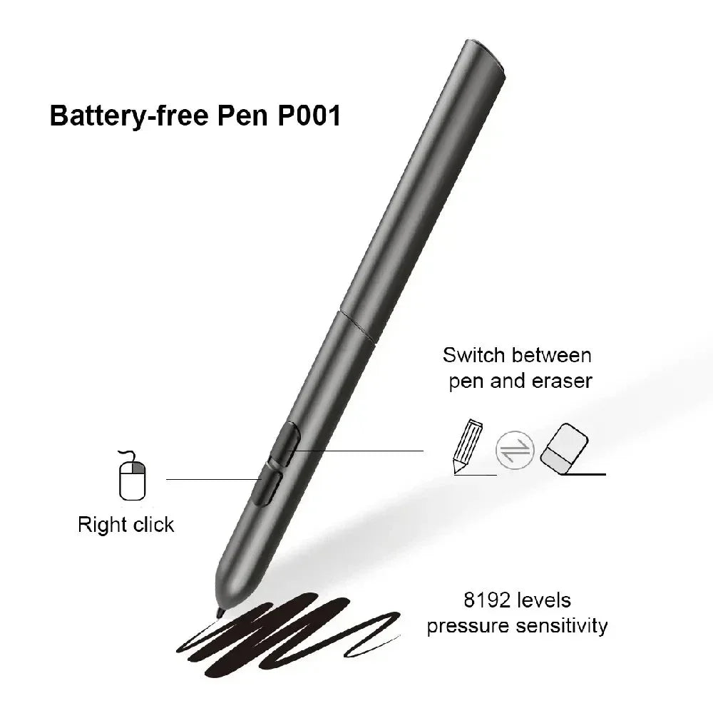 10*6-inch Drawing Tablet Touch Screen Graphics Digital 8192 Level Pen Battery-Free Stylus for Android, Window, Phone, Mac, OSU Game