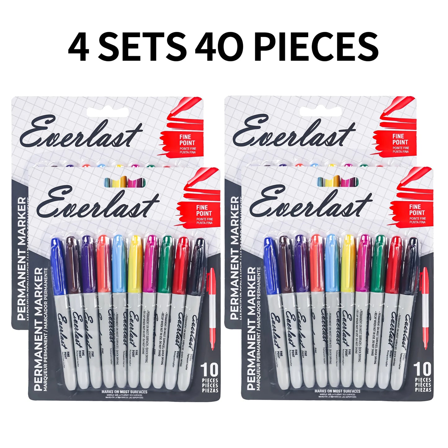 20/40/60-Pack Waterproof  Dual-Tip Permanent Markers, Quick-Drying, Waterproof & Smudge-Proof, for Office Marking, Note-Taking,