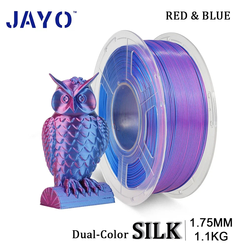 JAYO 3D Silk Pla Plus/ Dual/Triple Colors SILK 3D Printer Filament 1.75mm SILK Rabinbow 1.1kg/roll 3D Printing Materials
