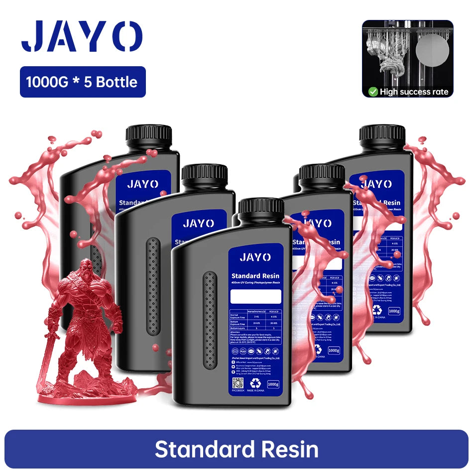 JAYO 3D Printer Resin Standard PLUS/14K Standard /Standard 395-405nm UV Curing Photopolymer Rapid Resin for LCD/DLP 3D Printer