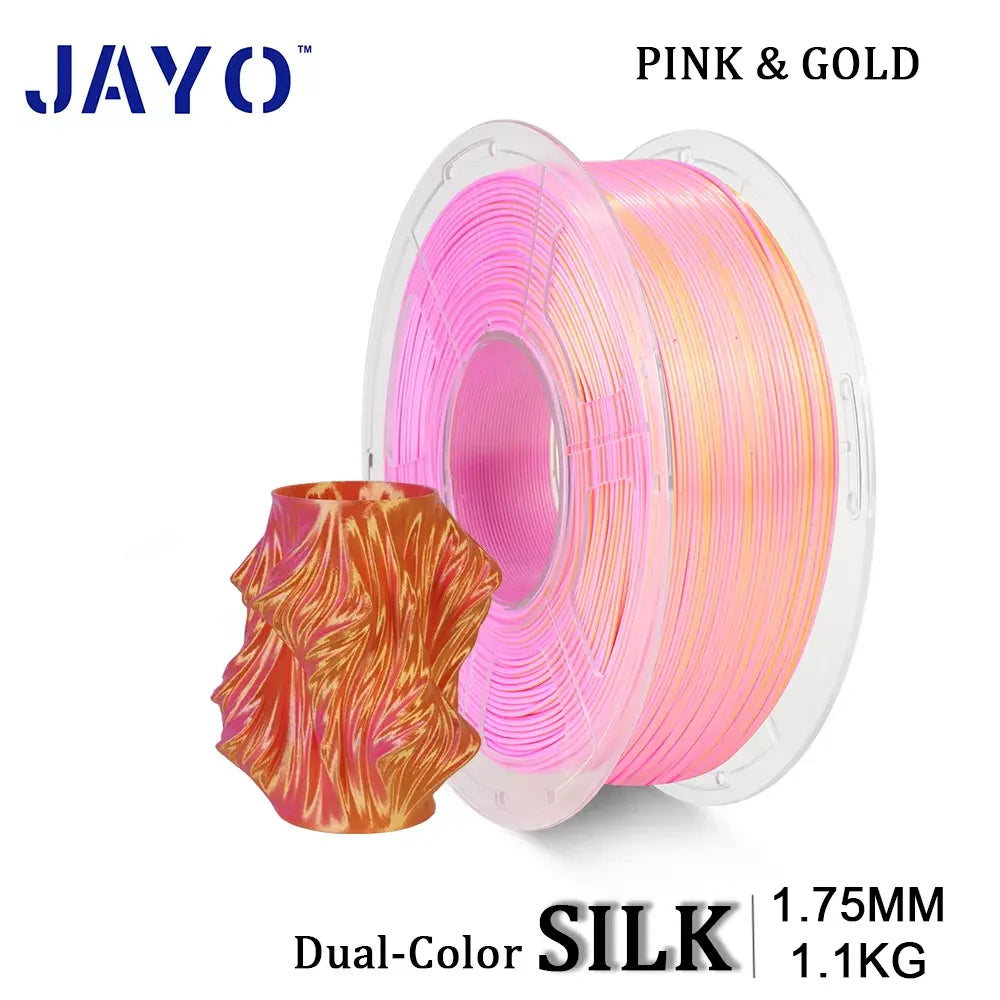 JAYO 3D Silk Pla Plus/ Dual/Triple Colors SILK 3D Printer Filament 1.75mm SILK Rabinbow 1.1kg/roll 3D Printing Materials
