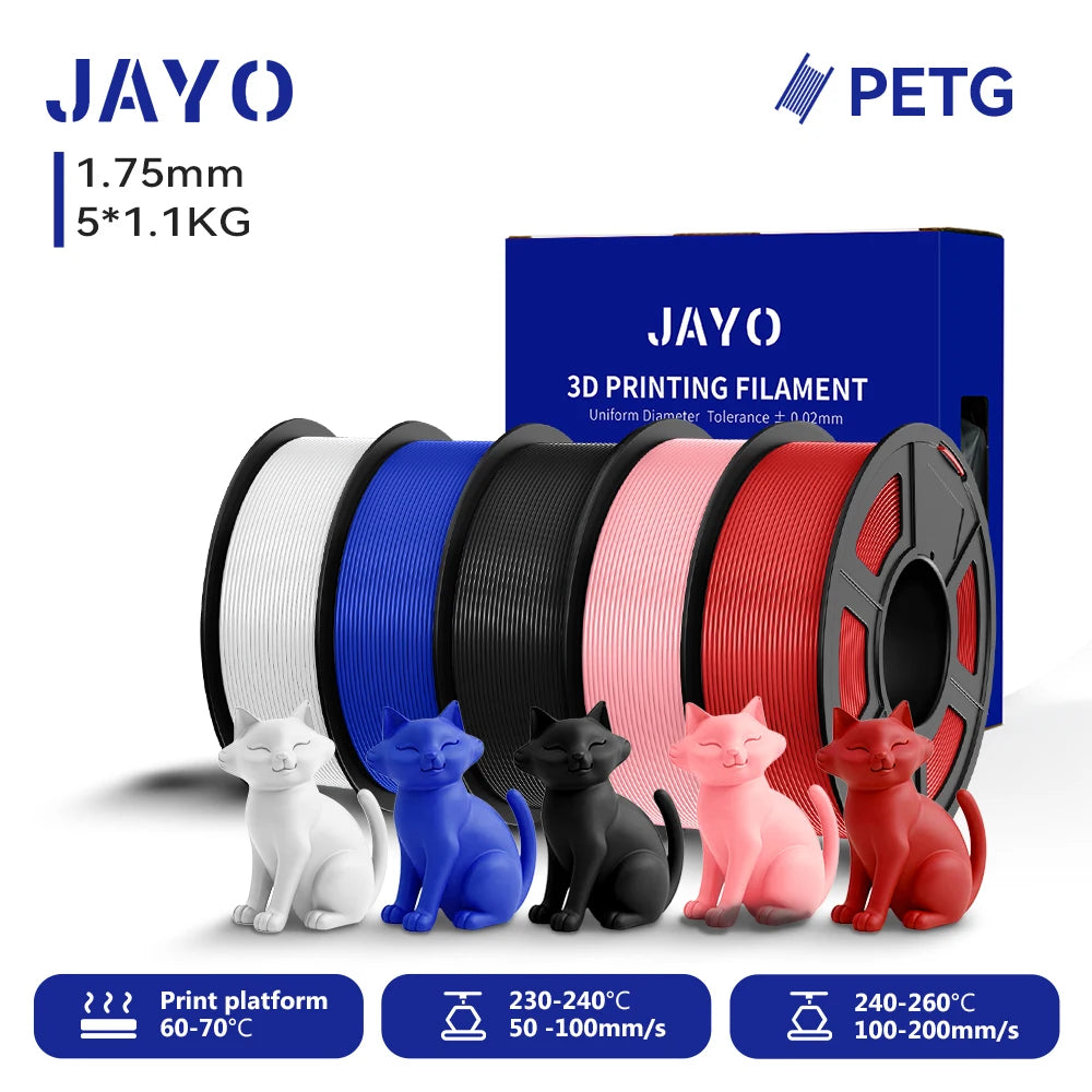 JAYO 5.5KG 3D PETG / High Speed Matte PETG / PLA Classic Printer Filament 1.75mm 3D Printer Filament Neatly Wound PETG for 3D