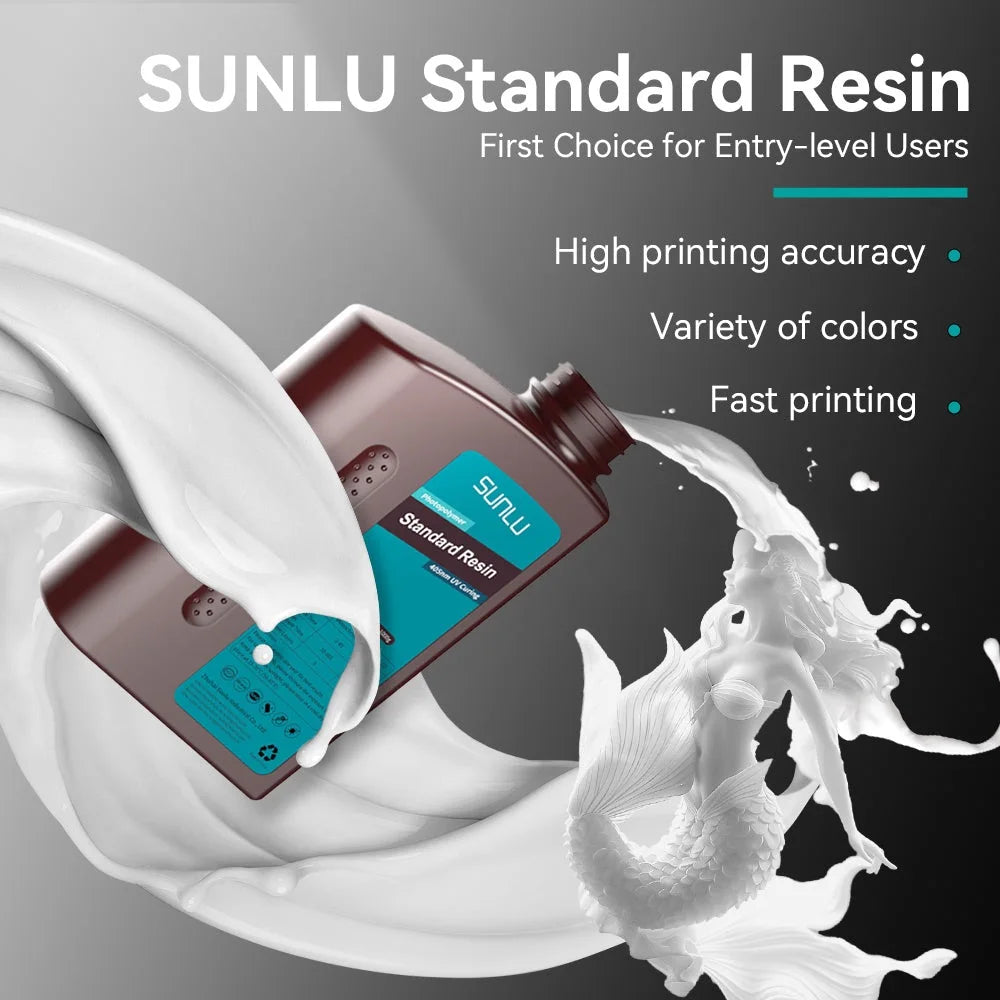 SUNLU Standard 3D Printer Resin 10KG 405nm Low Odor High Precision Photopolymer UV Resin For Most LCD 3D Printing Material
