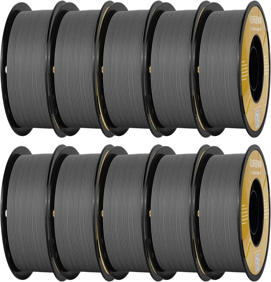Matte PLA 3D Printer Filament 1.75mm, 10kg Grey, High Accuracy +/-0.02mm for Smooth Matte Finishes