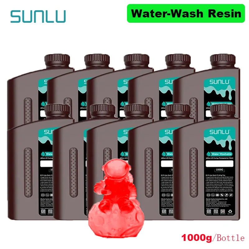 SUNLU 10KG Water Washable / Water Washable ABS Resin 1000G/Bottle 405nm Rapid UV-Curing Photopolymer Resin For LCD 3D Print
