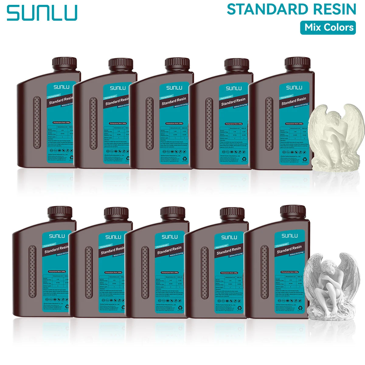 SUNLU Standard 3D Printer Resin 10KG 405nm Low Odor High Precision Photopolymer UV Resin For Most LCD 3D Printing Material