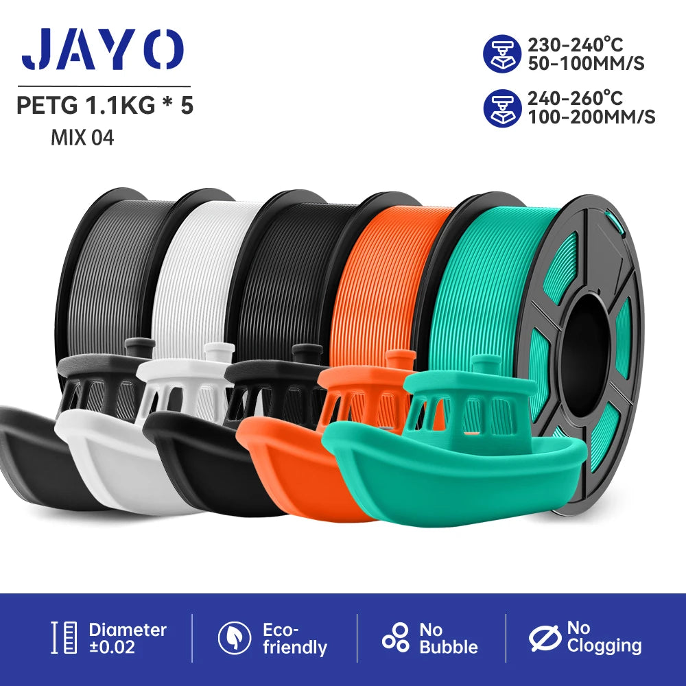 JAYO PETG 3D Printer Filament petg jayo filament  no bubbles no drawing smooth multiple colors 3d printer accessories 1.1kg/roll