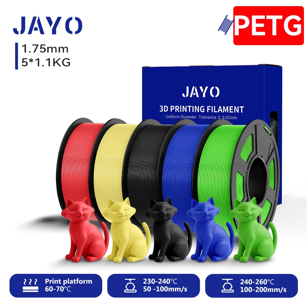 JAYO 5.5KG 3D PETG / High Speed Matte PETG / PLA Classic Printer Filament 1.75mm 3D Printer Filament Neatly Wound PETG for 3D