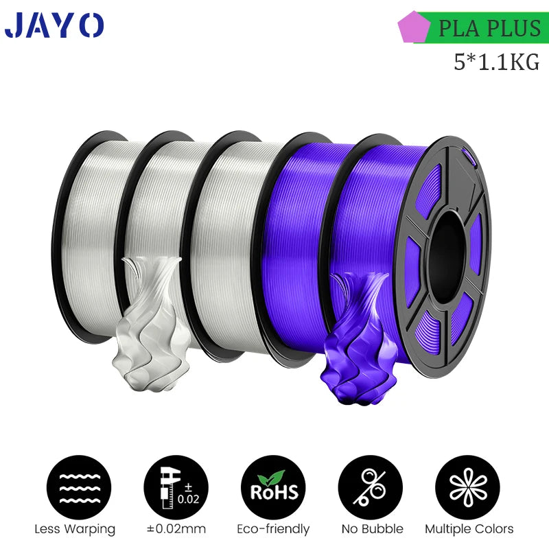 JAYO PLA PLUS 5Rolls 5.5KG 3D Filament 1.75mm  Colorful Printer Filaments For FDM 3D Printer Materials DIY Gift Good Toughness