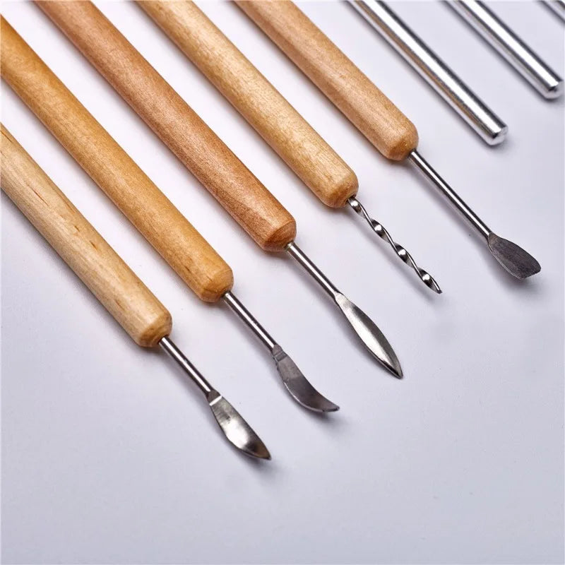 14Pcs Clay Pottery Ceramic Tools Wooden Metal Pottery Clay Tools With Case Molding Sculpting Clay Tool Kit