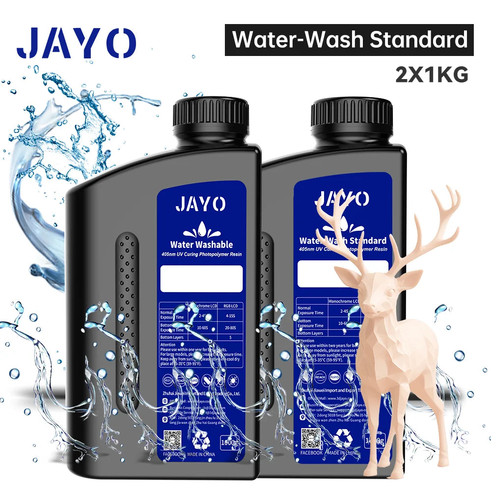 JAYO Standard /ABS-Like/ Water Wash 3D Printer UV Resin 405nm 2 Bottles For LCD 3D Printer Material For Printing Easy to Print