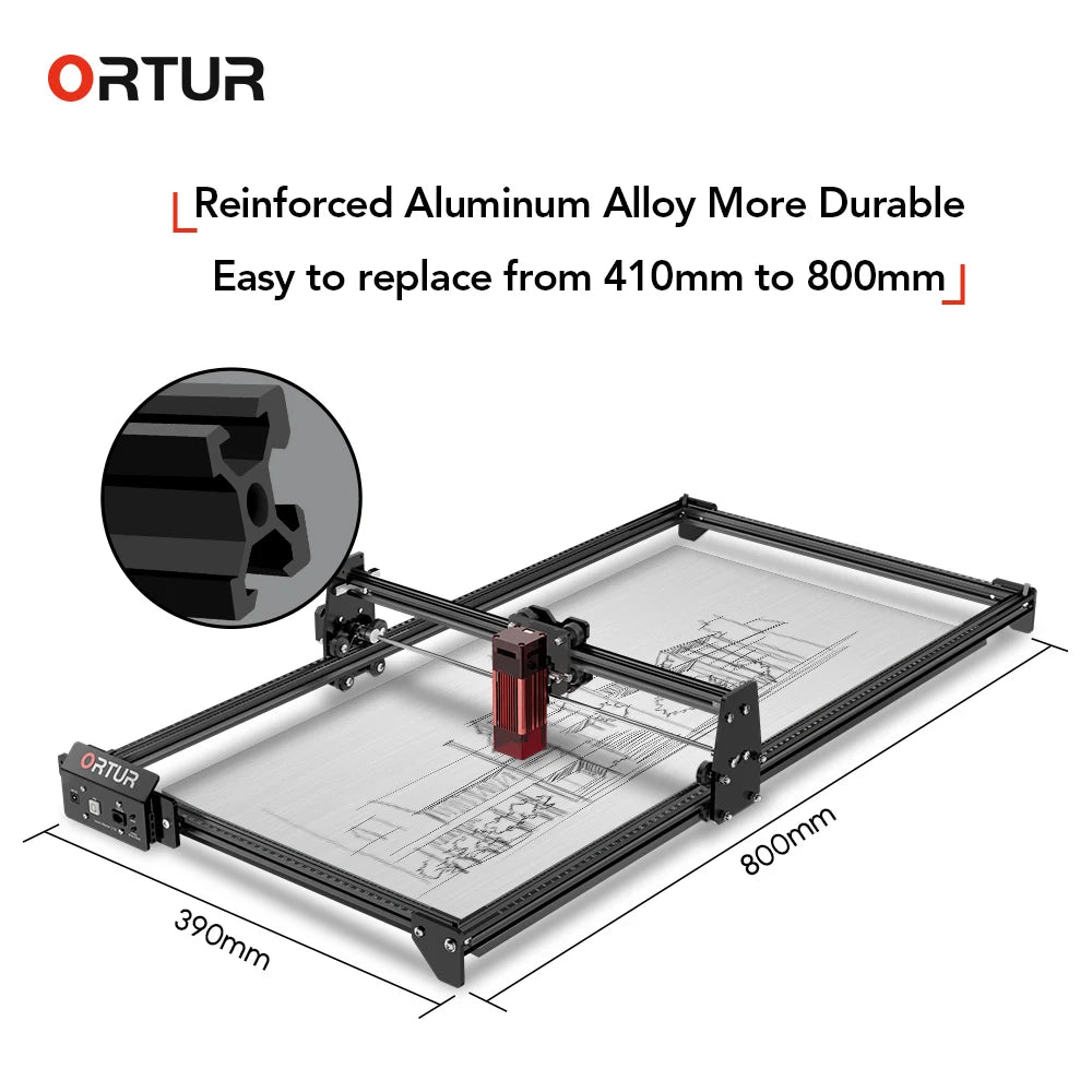 ORTUR Laser Master 2 S2 LU2-10A With 10W Output Power 0.05*0.1MM Compressed Spot Laser Cutter For Wood MDF 400*800 Carved Area