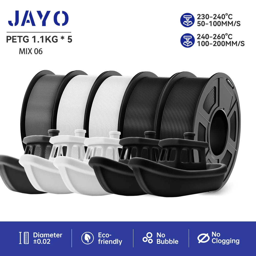 JAYO PETG 3D Printer Filament petg jayo filament  no bubbles no drawing smooth multiple colors 3d printer accessories 1.1kg/roll