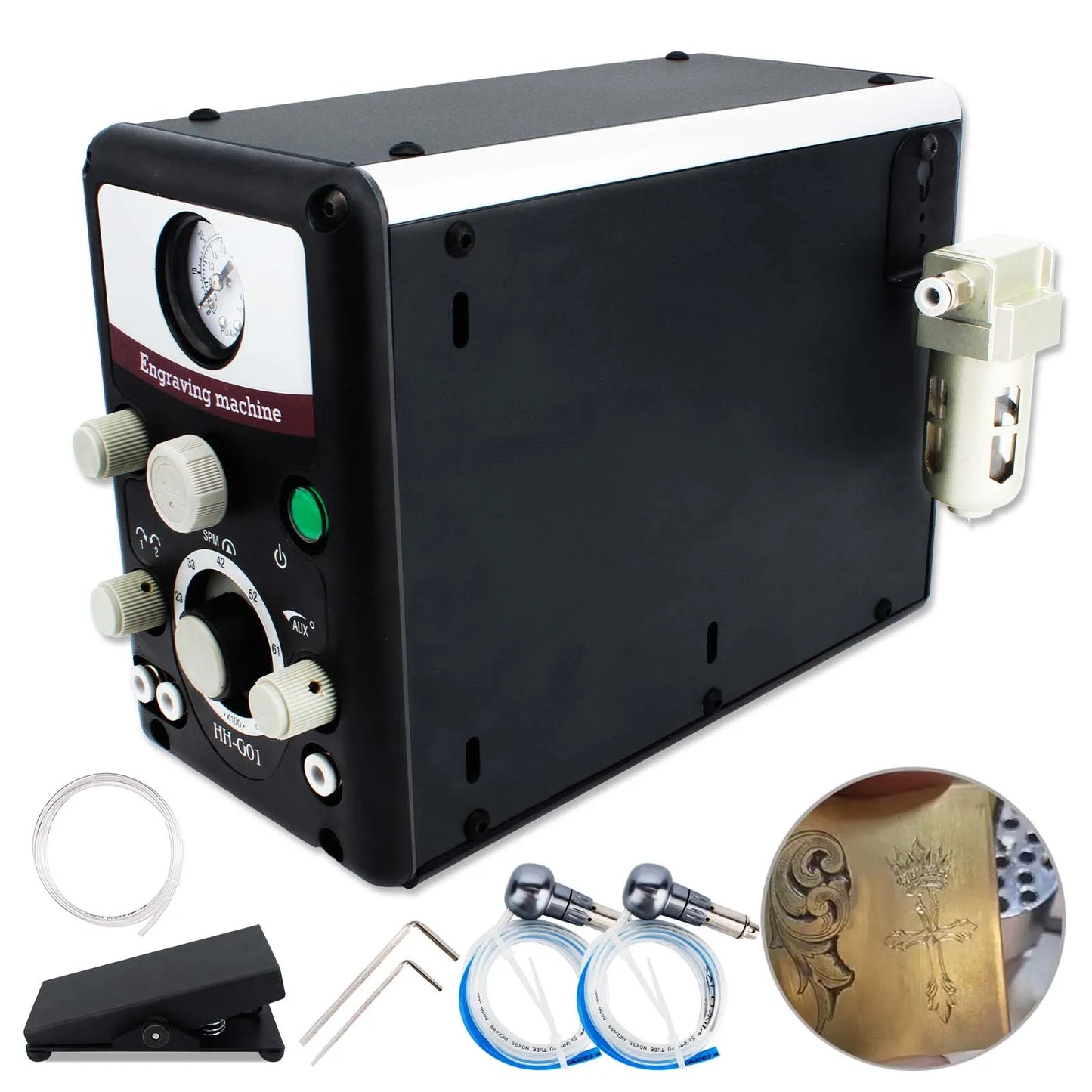 Pneumatic Jewelry Engraver Machine with Double Ended Impact Graver Jewelry Engraver 400-8000 RPM Graver Handpiece