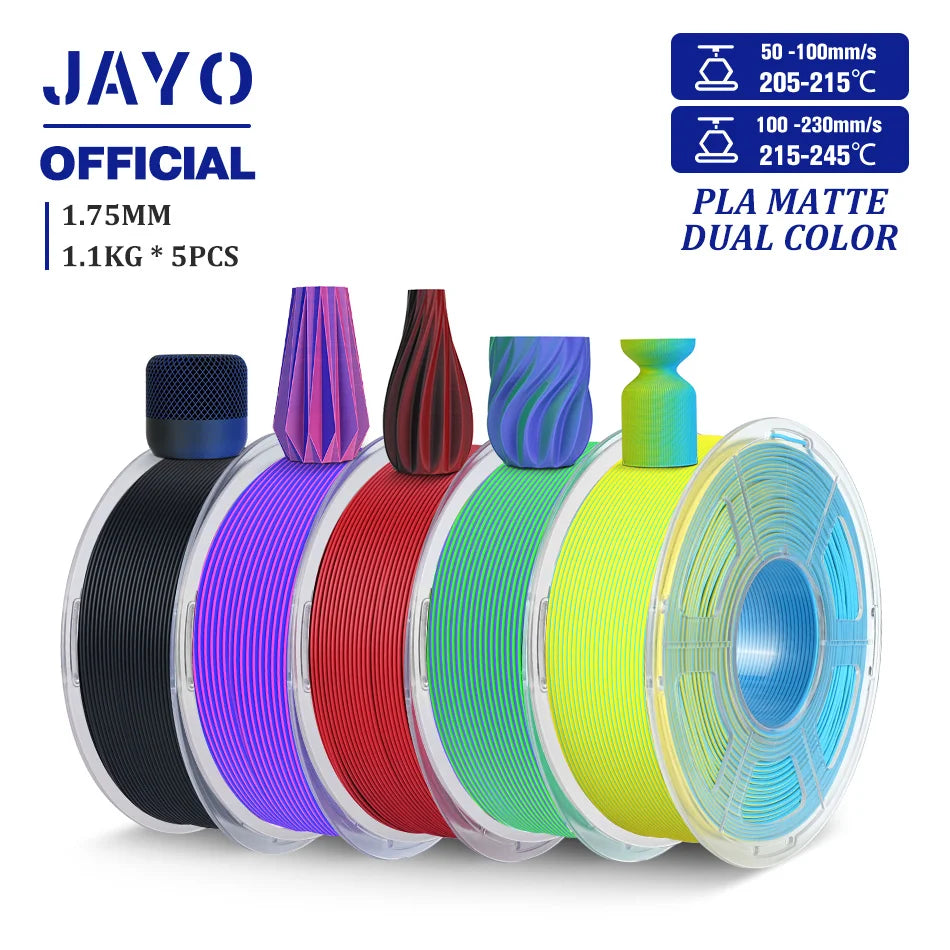 JAYO PLA Matte Dual Color 3D Filament 1.75mm PLA Matte 3D Printer Filament Rolls/Set PLA Filament Smooth Matte