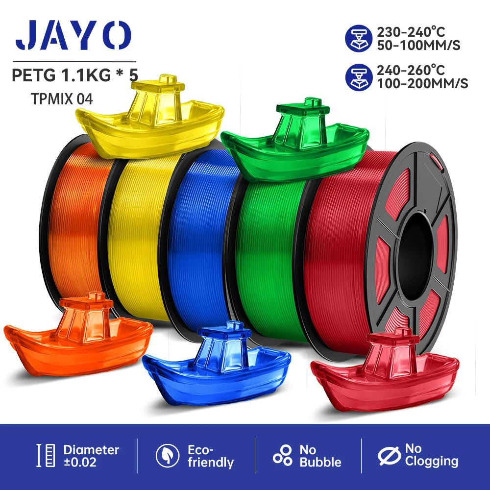 JAYO PETG 3D Printer Filament petg jayo filament  no bubbles no drawing smooth multiple colors 3d printer accessories 1.1kg/roll