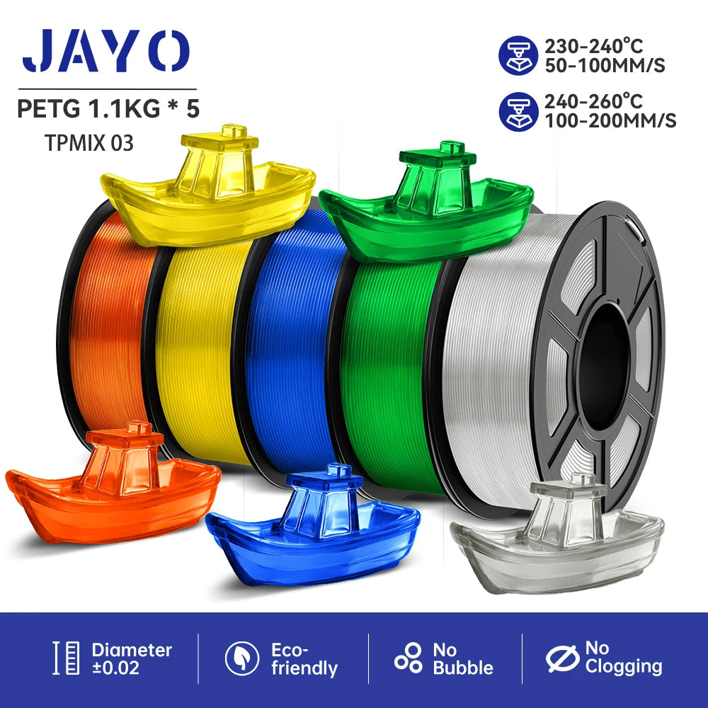 JAYO PETG 3D Printer Filament petg jayo filament  no bubbles no drawing smooth multiple colors 3d printer accessories 1.1kg/roll